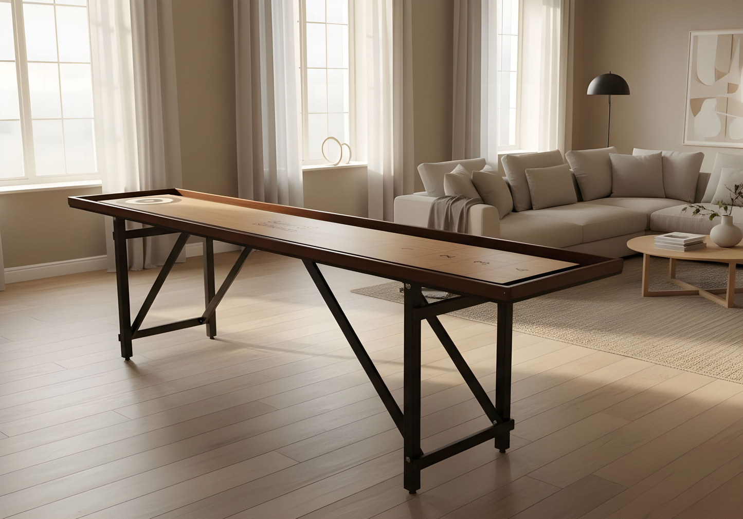Premium Shuffleboard - i dansk design og med foldbare ben