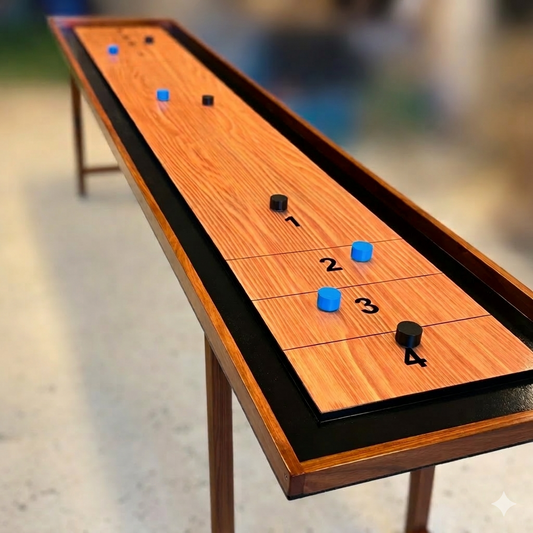 Premium Shuffleboard - i dansk design og med foldbare ben