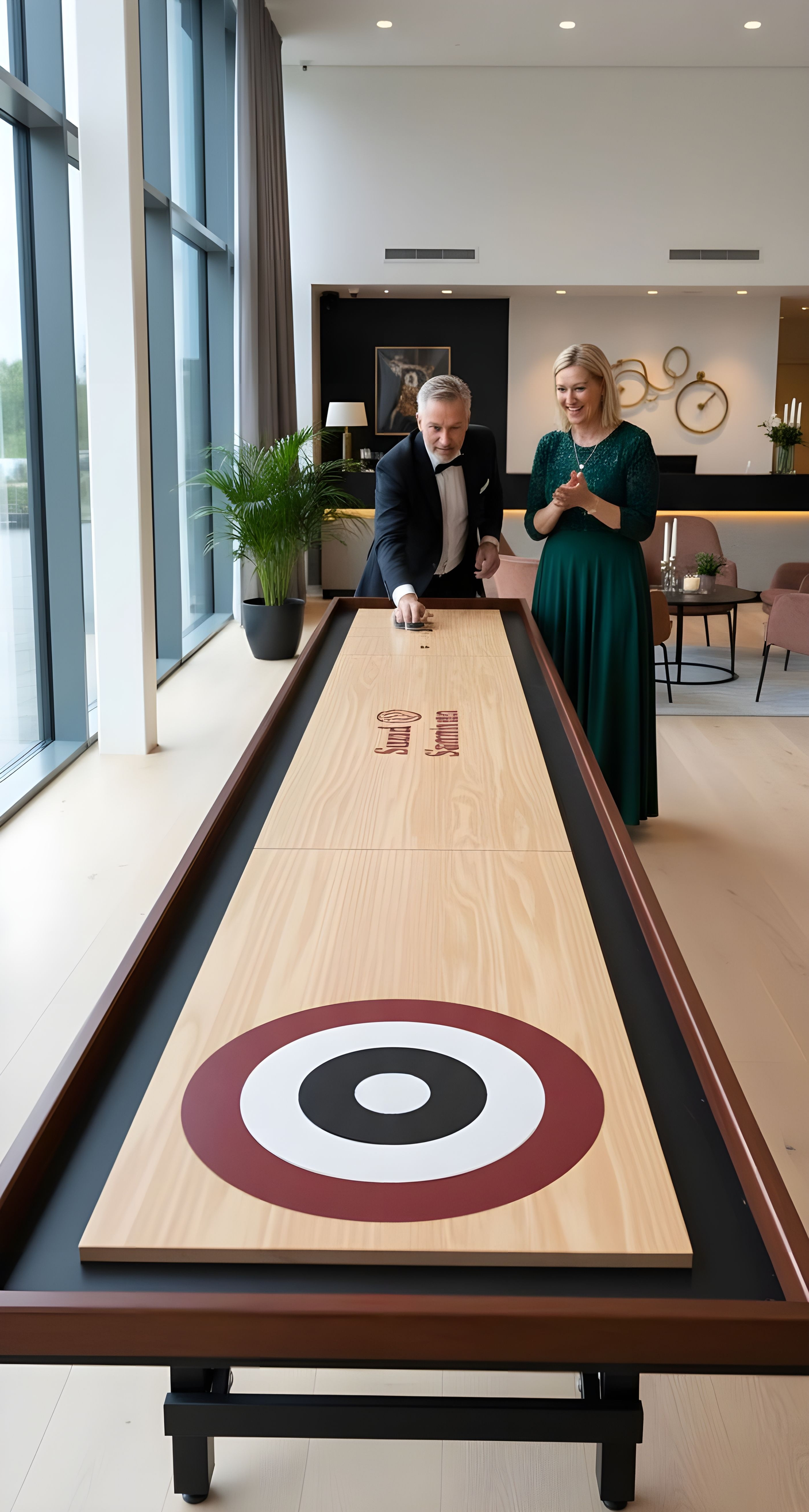 Premium Shuffleboard - i dansk design og med foldbare ben